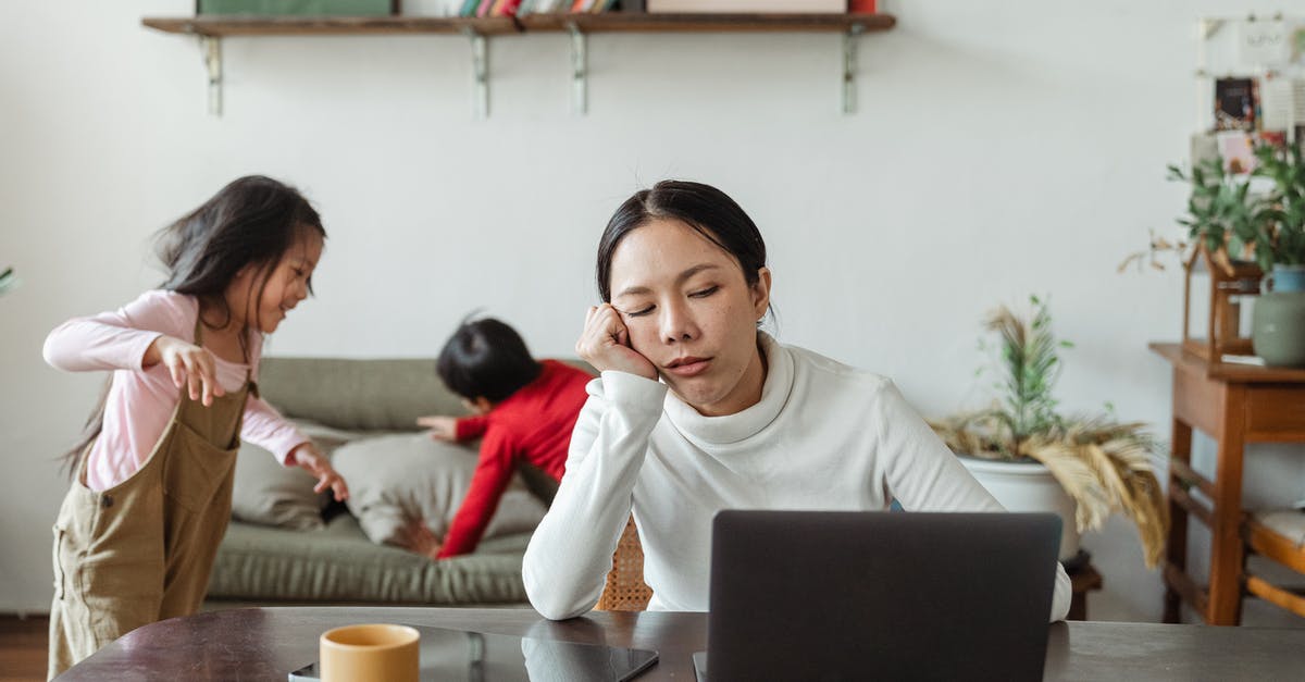 Are cross-party ability boosts active when using forms? - Tired ethnic working mother at home with playing kids