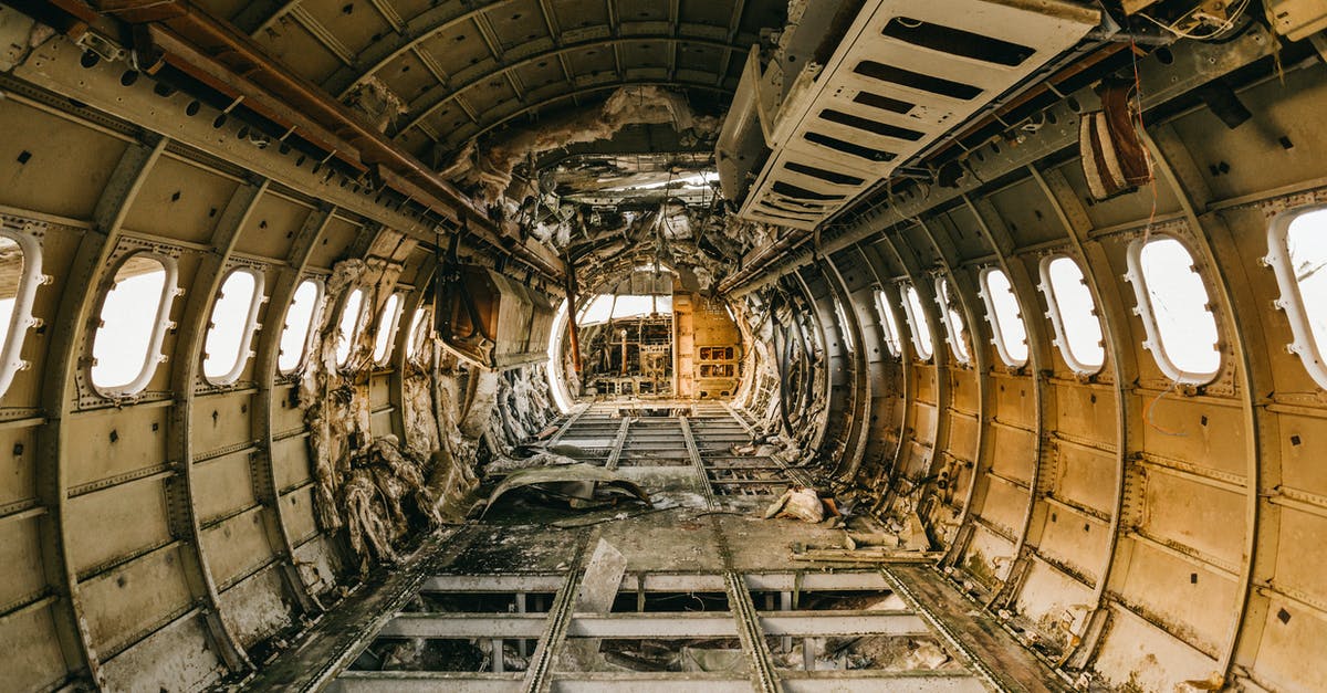 Crashed when storing Pokémon - Interior of crashed aircraft cabin with windows