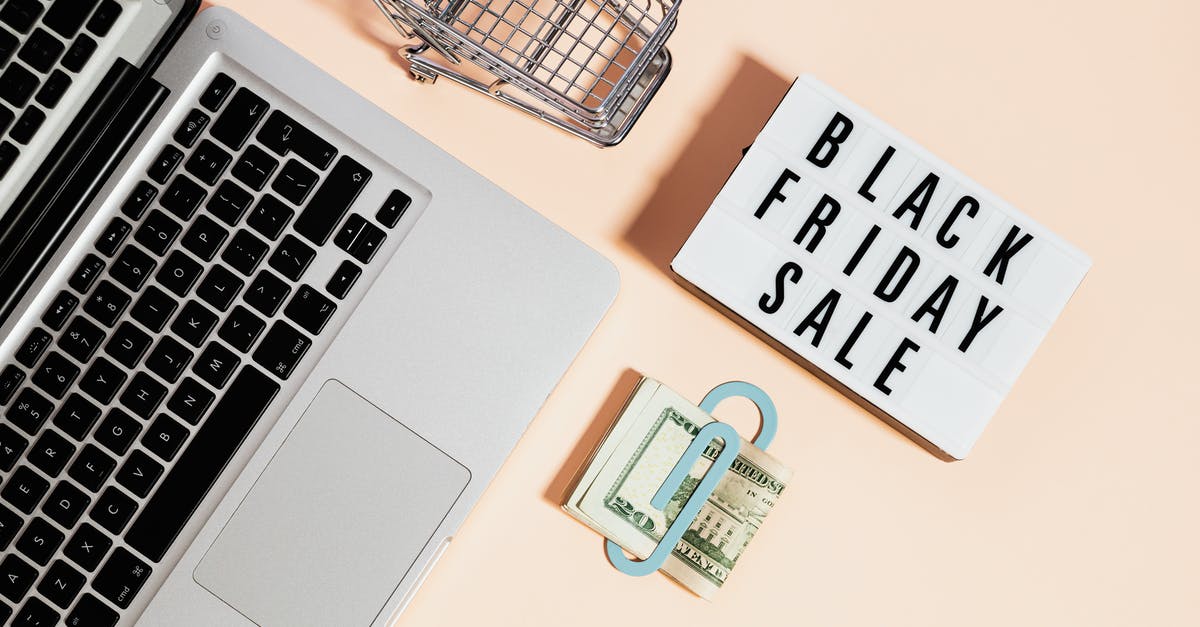 Dealing with Pirate / Raiding Trade Routes - Top View of Silver Macbook Beside a Shopping Cart and Black Friday Sale Signage