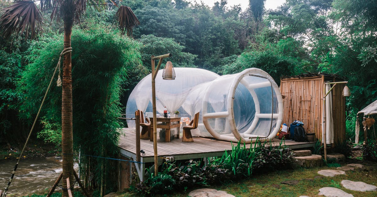 Does the Pokemon that spawns on Honey Tree stay there forever? - Exterior of cute bubble tent in tropical garden