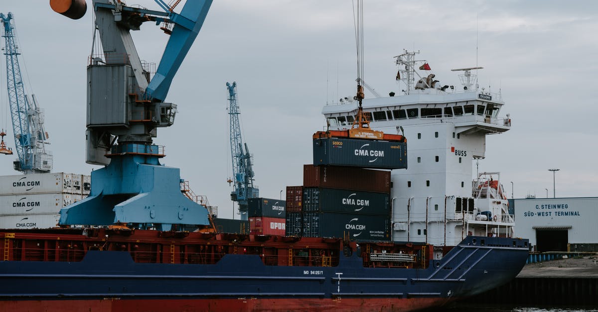 Find out the amount of Heavy Cargo required - Blue and Red Cargo Ship With Crane