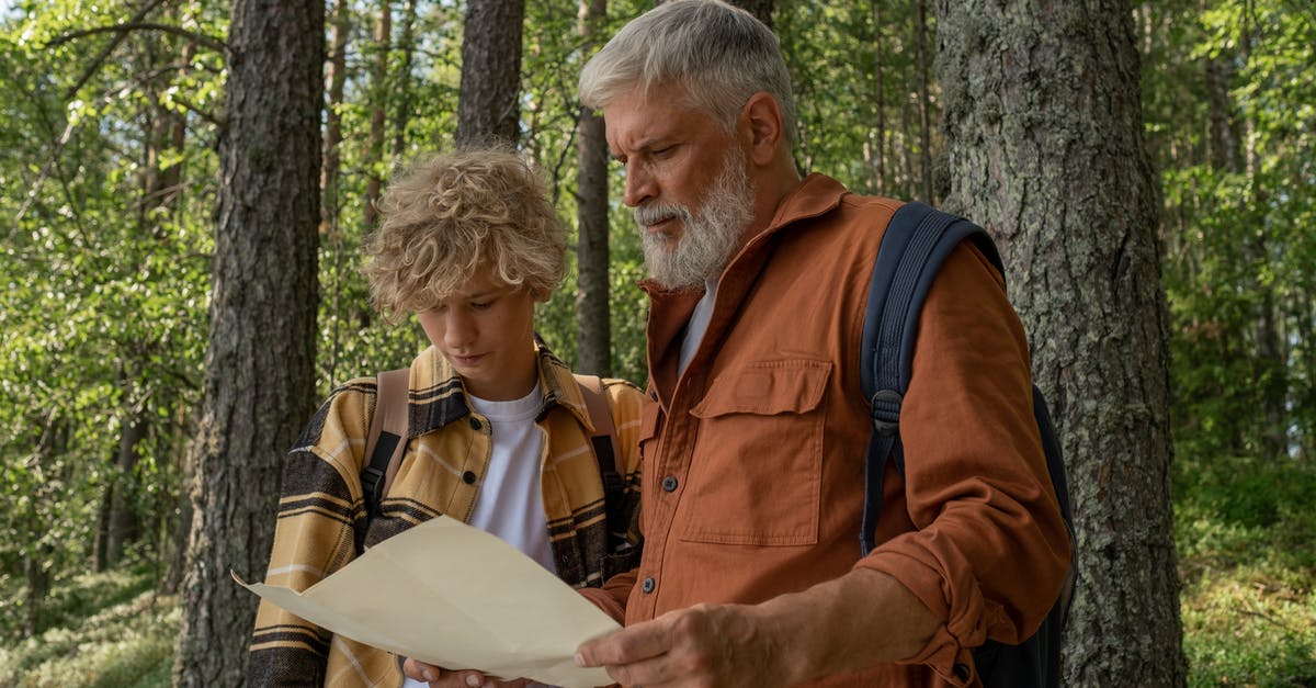 Geopolitical Maps in Elder Scrolls Over Time - Grandfather and Grandson with Map during Hiking through Forest