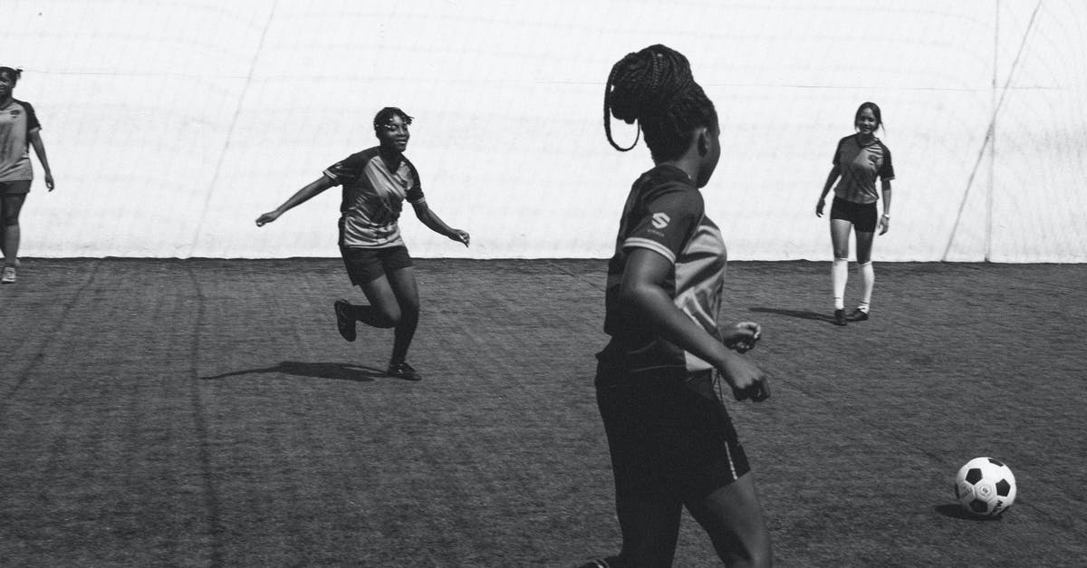 Grimer in Arena let the game crash - Female football team cheerfully playing in football