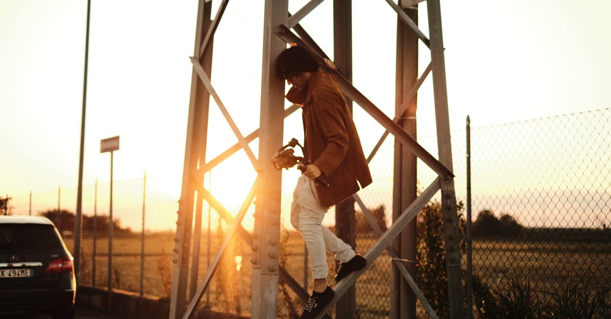 Has Link ever had a male fairy companion? - Side view of young anonymous male in trendy outfit with photo camera walking on metal construction in back lit