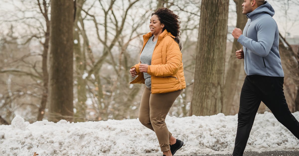 Help me run the numbers on a perfect IV ditto - Side view of plump African American female in warm clothes running near black coach on road among tree trunks in winter time