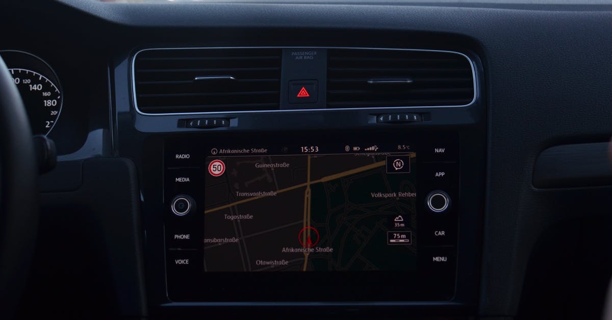 How can I check if map has some spells disabled? - Interior of modern car with steering wheel and navigation system showing route through city streets