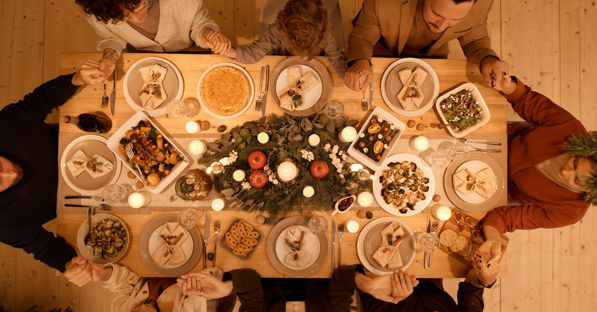 How do I get the Love Balls? - Top View of a Family Praying Before Christmas Dinner