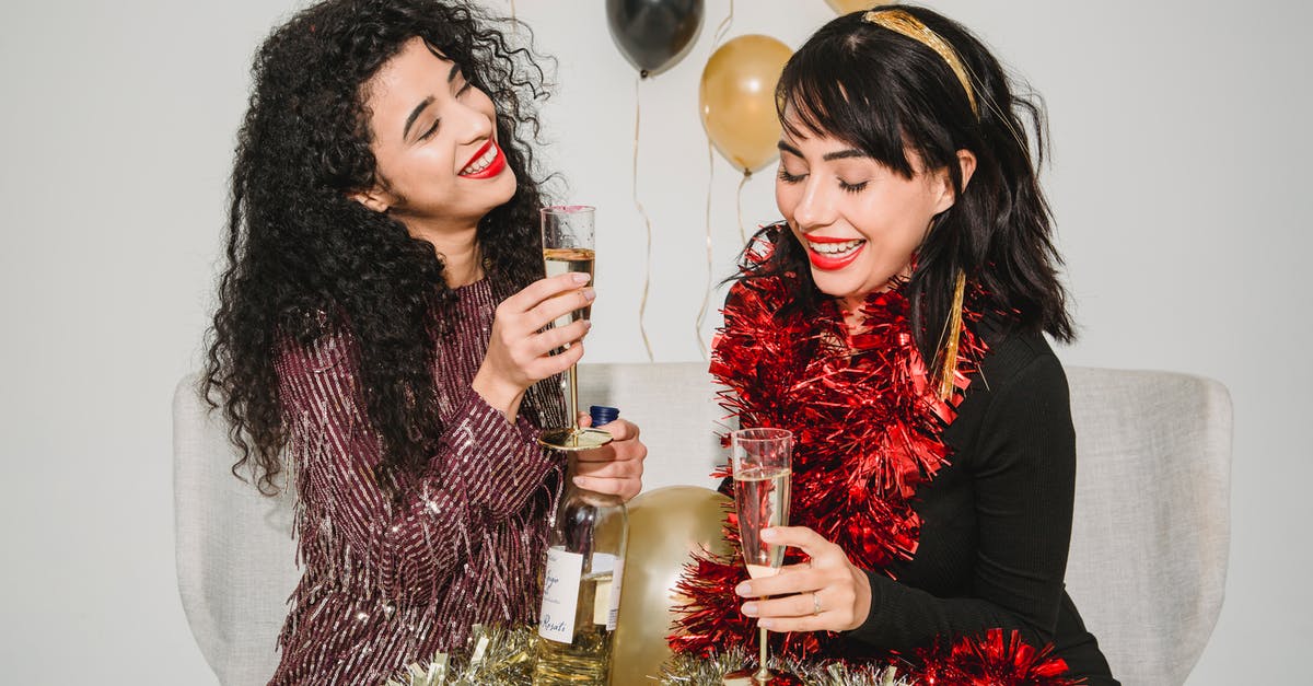 How do I make my friend Notable? - Cheerful women with glasses of champagne among balloons