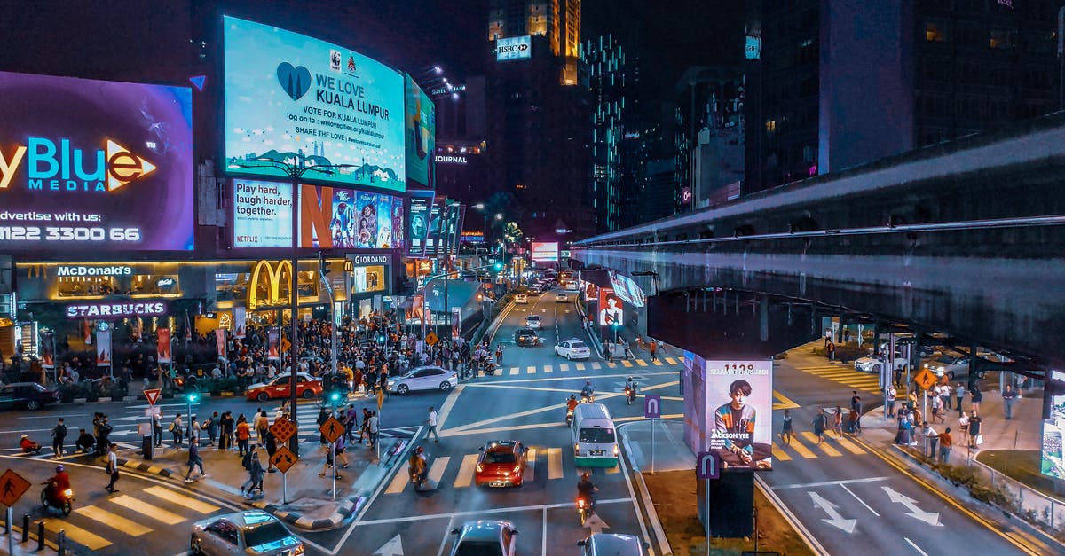 How do travelers work? - Aerial View of People Walking on Street During Nighttime