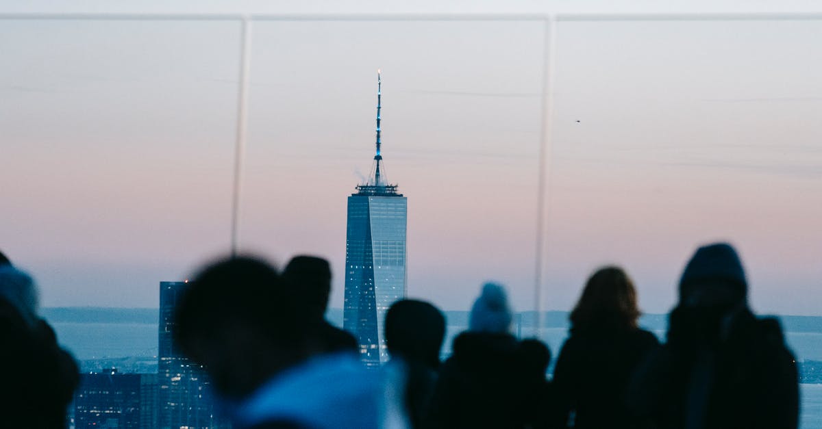 How many entities in an area? - People enjoying cityscape with modern skyscrapers