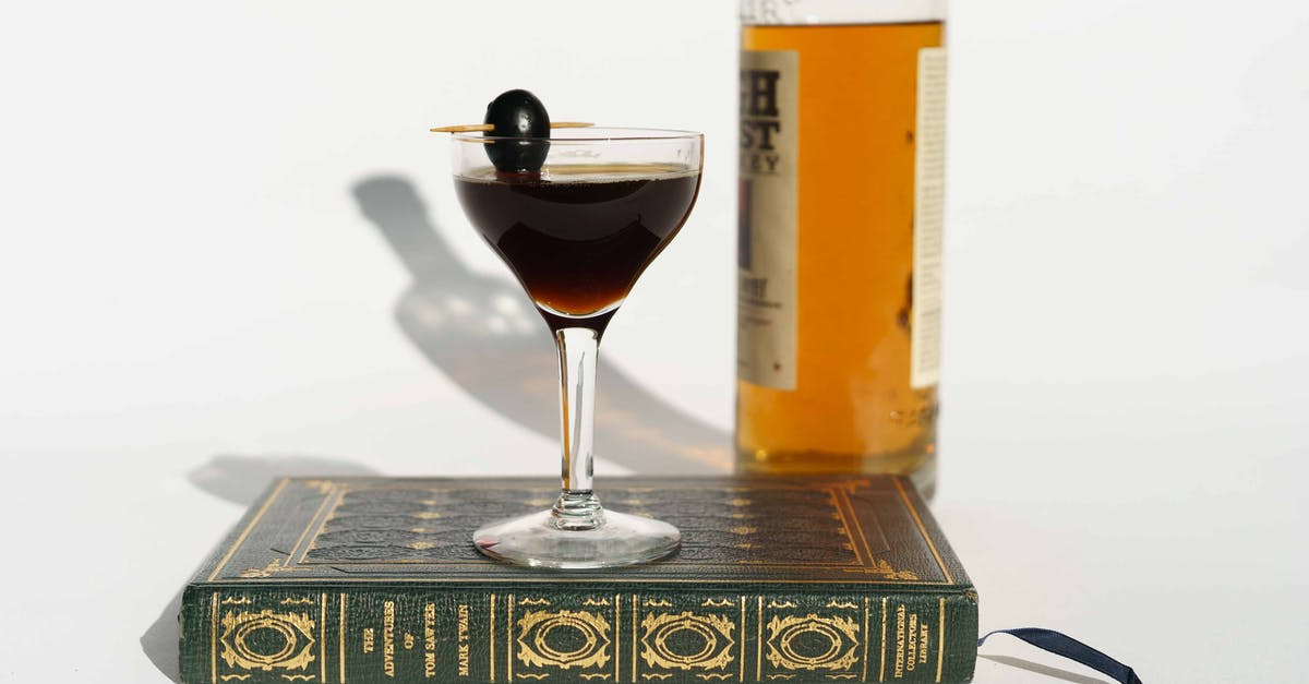 How to read a target bar - Martini cocktail on book near bottle of whiskey