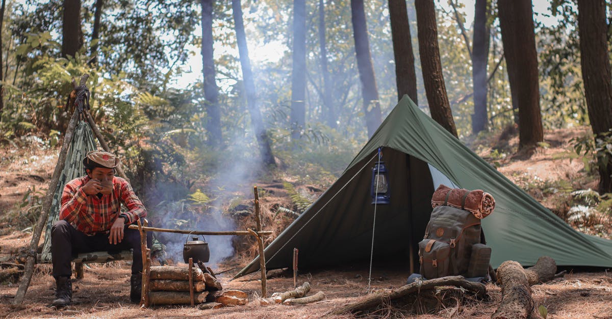 How to survive in the middle of a storm? - Hiker resting near fire and tent during travelling