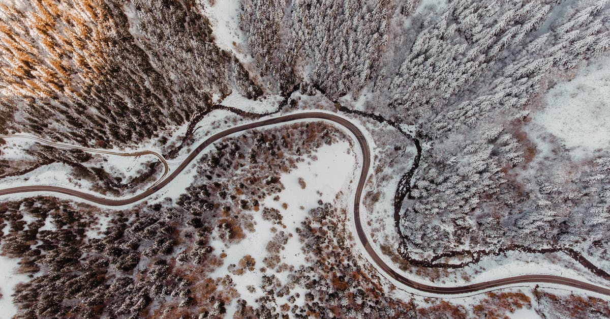 How to Use Way of White Circlet - Drone view of curvy roads running through winter forest