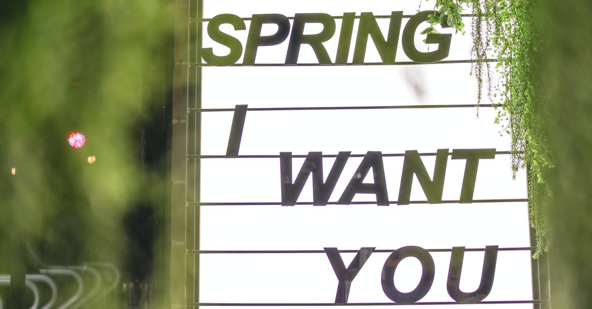 I lost to Mid-Boss. Do I want to proceed with NG+? - Sign glowing in white light consisting of several compartments with black inscription Spring I Want You surrounded by blurred green plants in evening on street