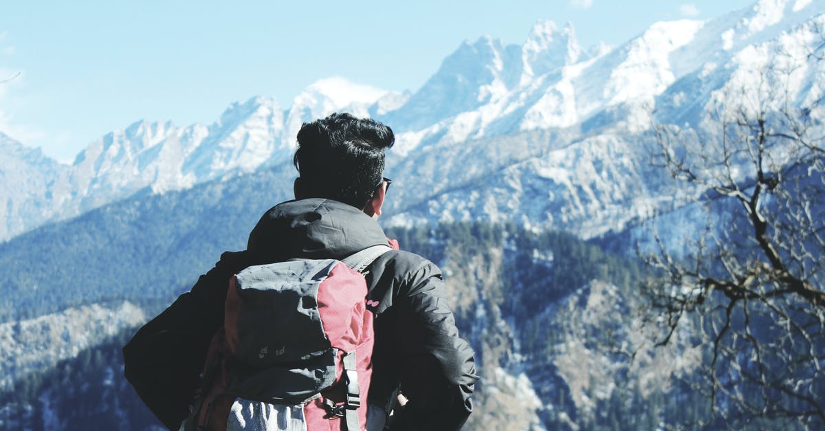 Ice Climbers Hitbox - Photography of Man in Black Hooded Jacket and Red Backpack Facing Snow Covered Mountain