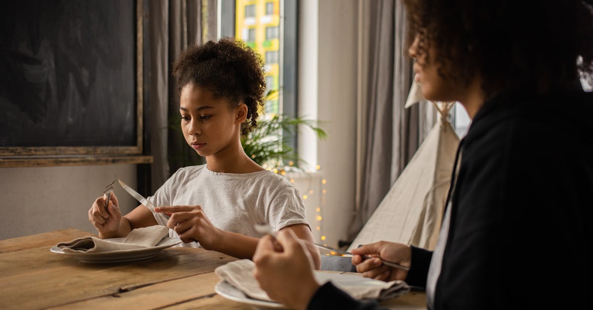 In what manner the killed enemies disappear in Witcher 3? - Black girl at table with plate and cutlery near anonymous mother