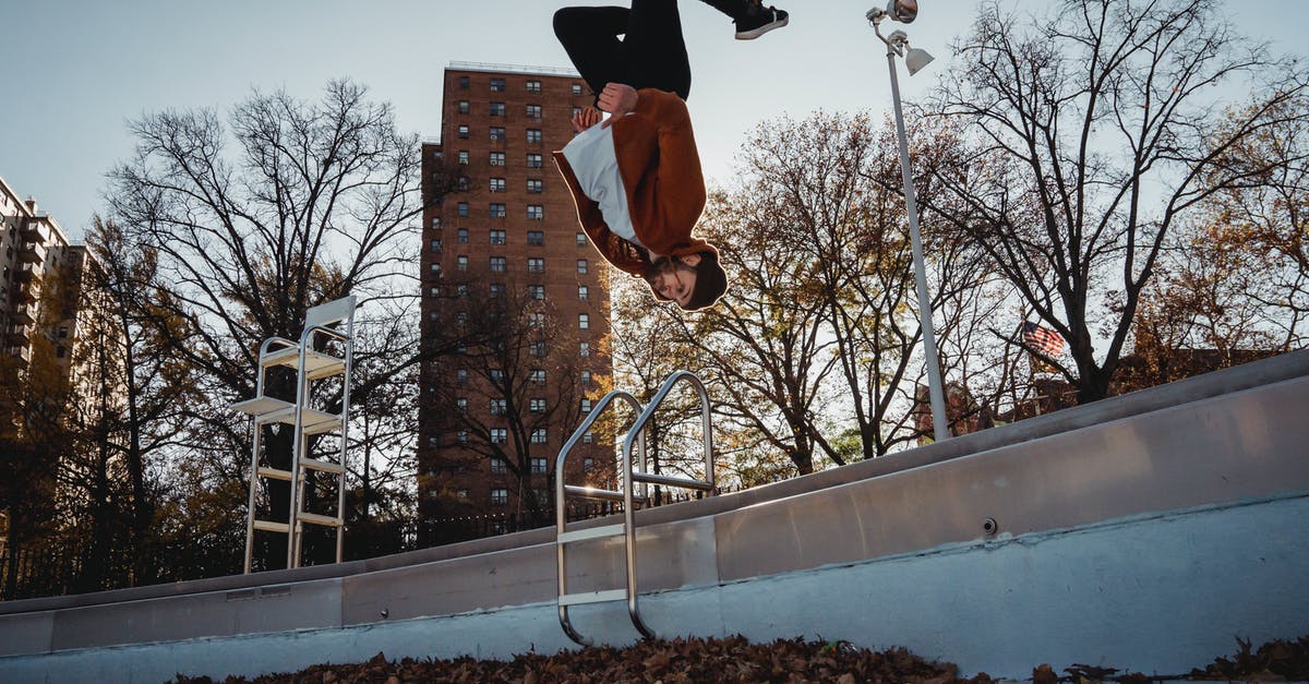 Is there any danger in chopping down every tree I see? - Sportsman performing back flip against city park