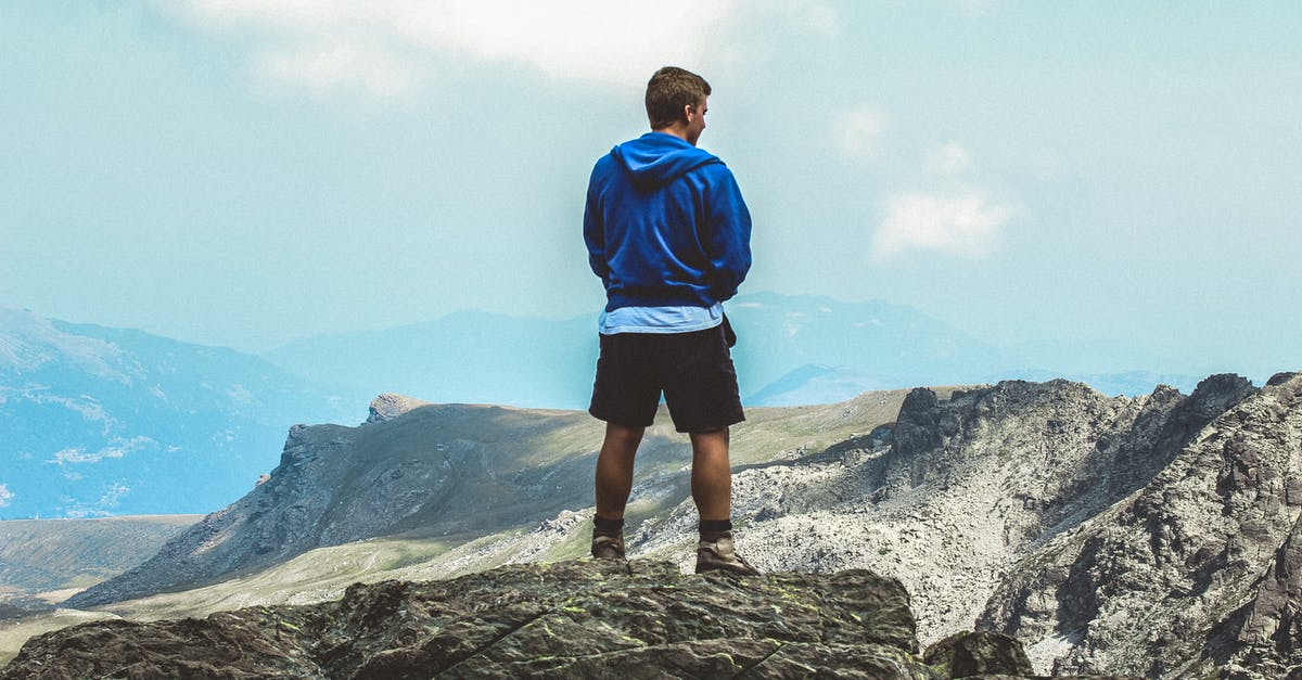 Outfit swap during exploration - Man Wearing Blue Hoodie Standing on Top of Mountain