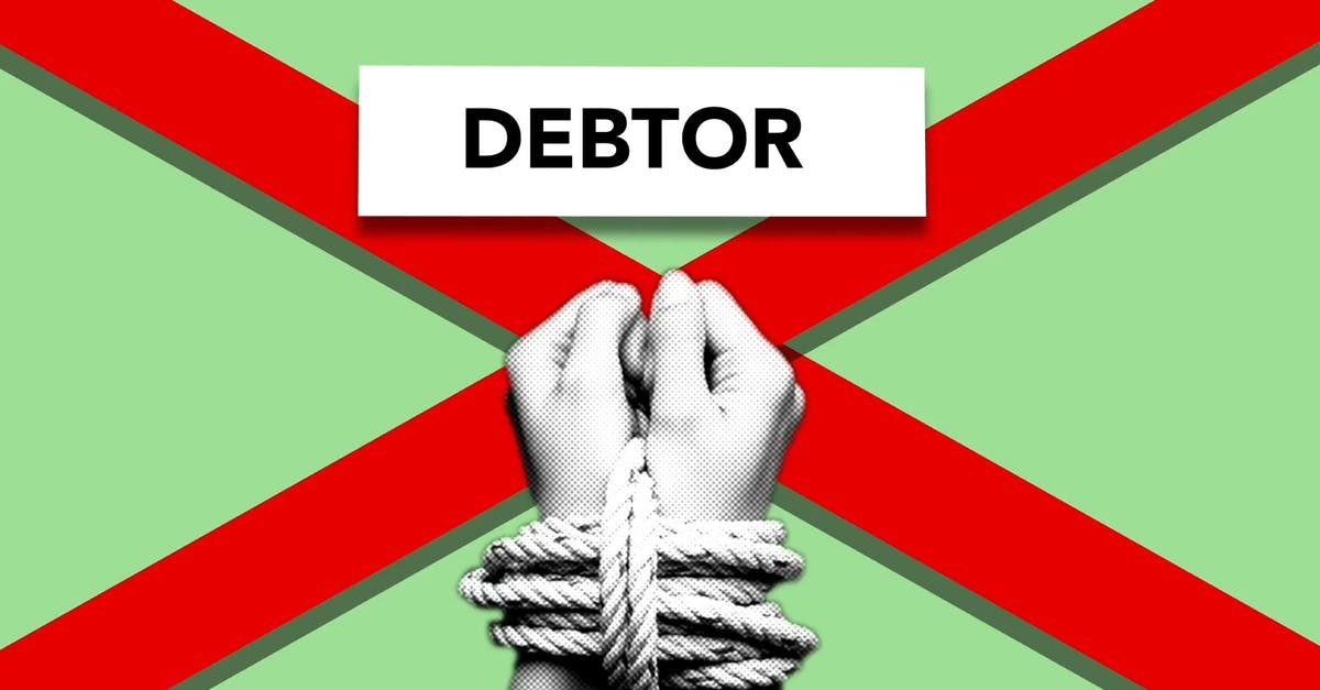 Playstation payment problem - Illustration of debtor with hands tied with rope against cross symbolizing dependence on credit against green background