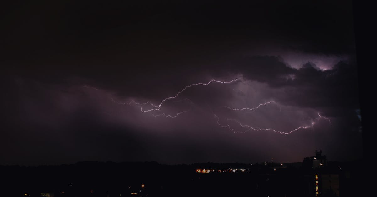 Ratchet and clank missing bolts mystery - Powerful thunder and lightning flashing in dark purple night sky over city on rainy day