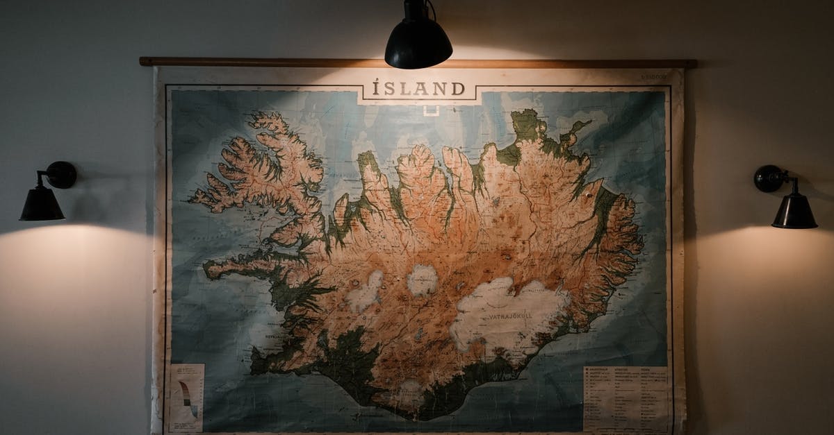 Searching for specific metadata in maps - Old map of Iceland on wall