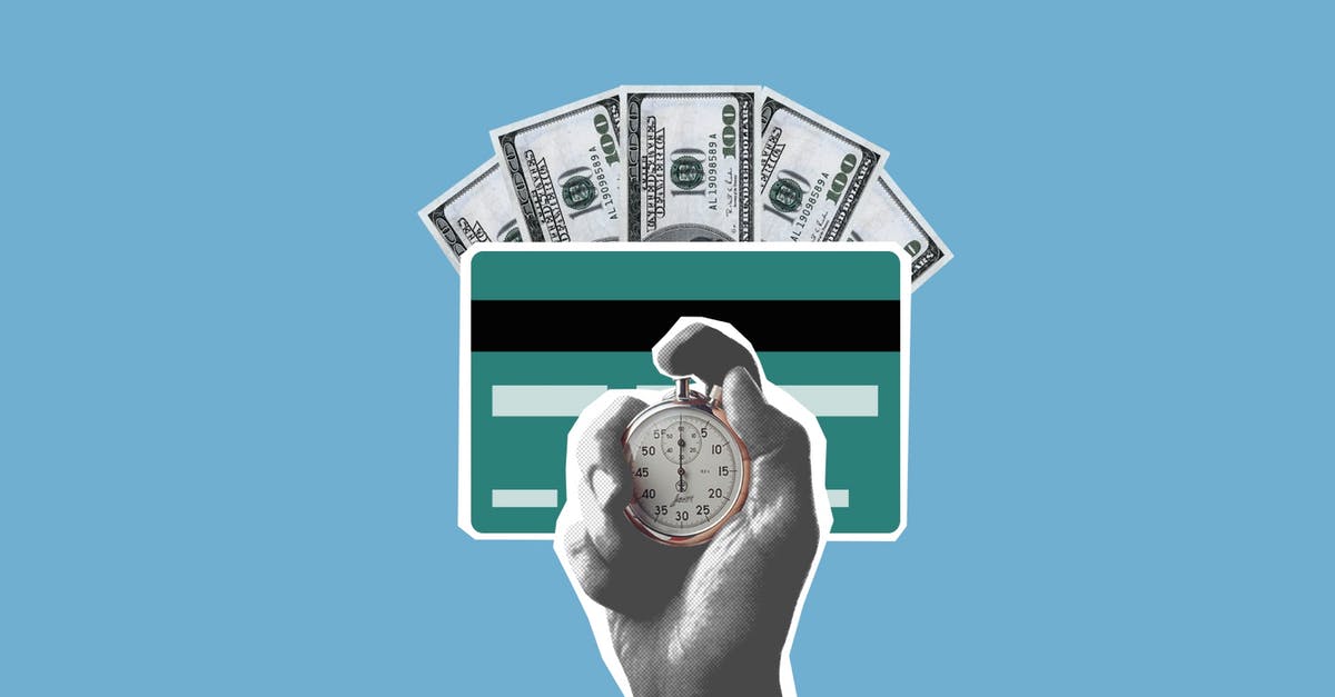 Should I spend time with my girlfriend? - Cut out paper composition of stopwatch in hand of man waiting for money credited to credit card on blue background