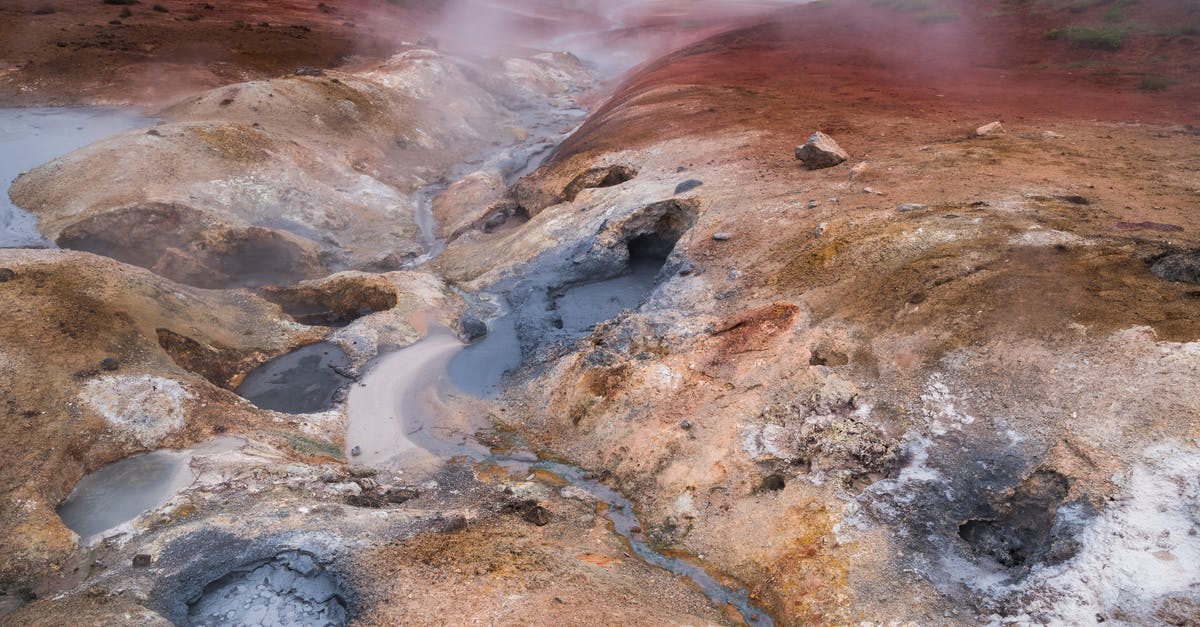 Steam across countries and accounts - Hills area with geysers realizing steam