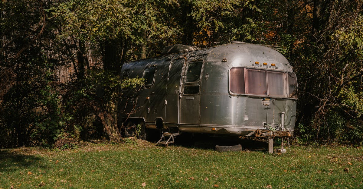 Stop Camera Rotation During Wild Battle - Old fashioned motor house stopped in green forest for people having rest at weekend