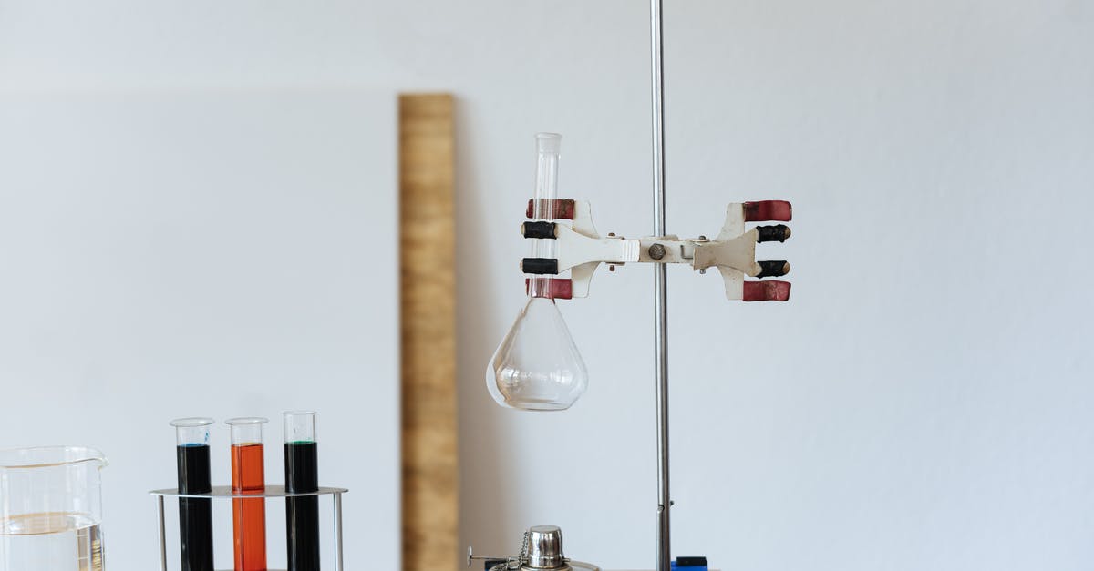 Test if player has specific item in specific hotbar slot [1.8] - Chemical test with empty flask mounted on ring stand while burner under flask and tubes filled with reagents in modern lab