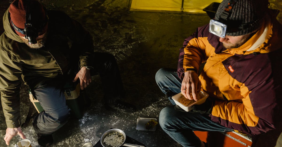 Testfor movement after Eating - Men Eating on Frozen Lake