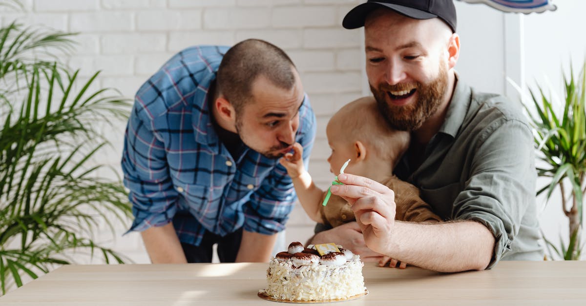 The cake is not a lie? [duplicate] - Man in Gray Crew Neck Shirt Holding Cake With Boy in Blue and White Plaid Button