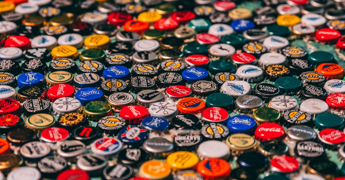 Token collector objective - Collection of multicolored metal caps from bottles