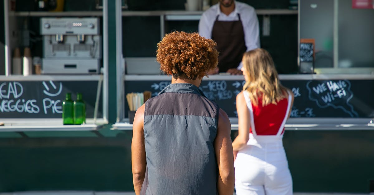 Truck not selecting gears at all in ETS2 after update? - Back view of diverse clients standing near street food truck and choosing lunch