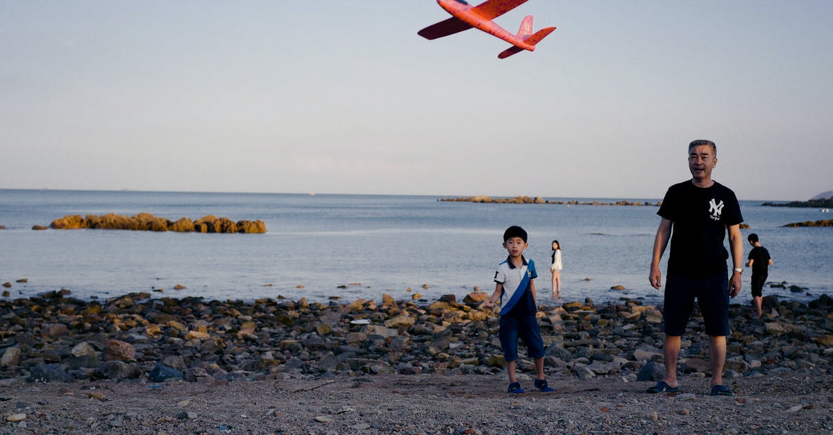 Unable to launch the game client - Ethnic father and son launching toy plane on beach at sunset