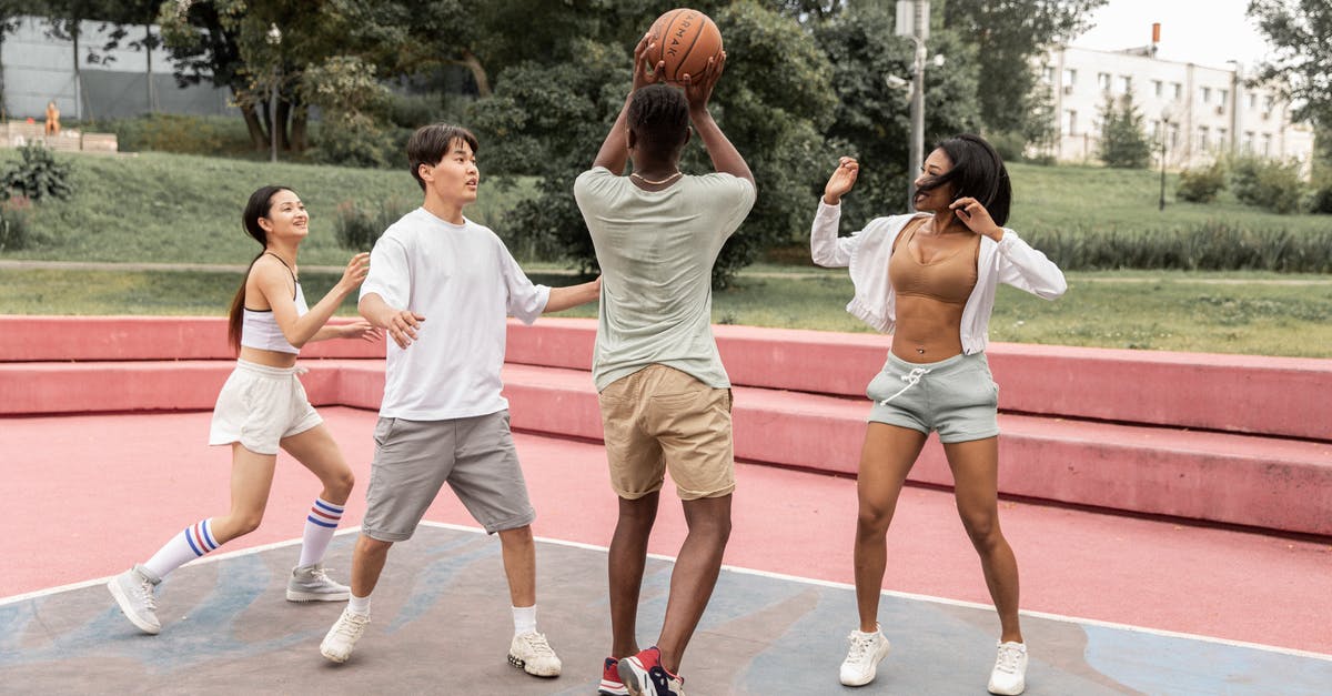 What determines DZ gear score bracket? - Full length sporty young friends wearing activewear playing basketball together on sports ground in green city park