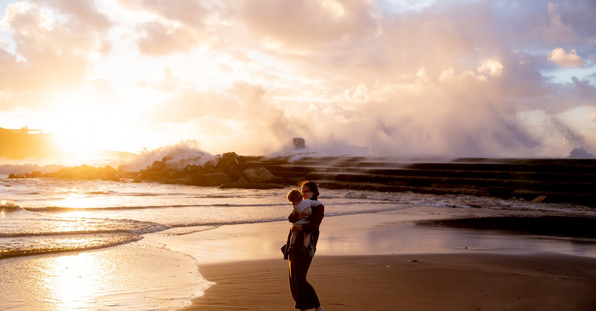 What enemies carry plasma rifles? - Woman Standing on Seashore Carrying Her Child during Sunset