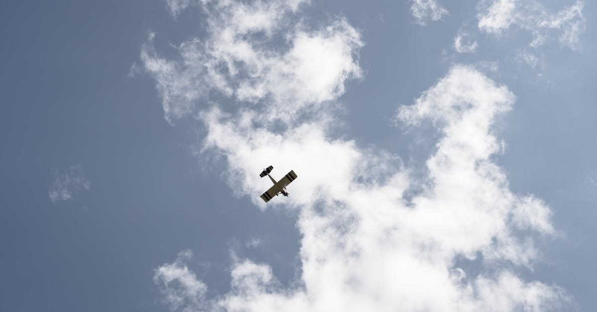 What game is this scene with Tupolev Tu-95 like aircraft from? - From below of airplane with wings flying high in air on sky with white clouds during flight on sunny day