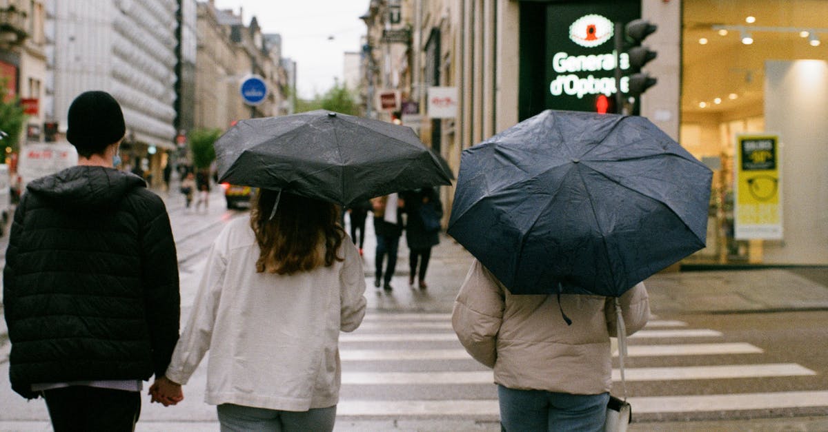 What is a lane? - Man and Woman Walking on Pedestrian Lane Holding Umbrella