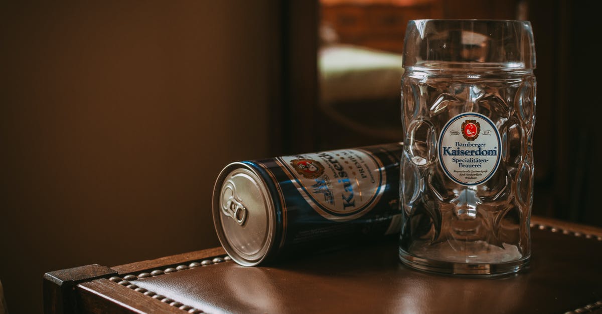 Where can you find alcohol for potions? - Tin Can Near Clear Glass Mug