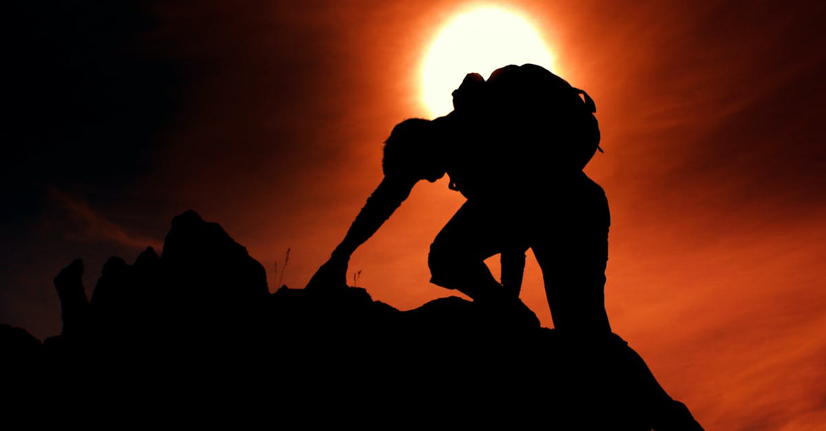 Where is the sun visor? - Silhouette of Man Rock Climbing