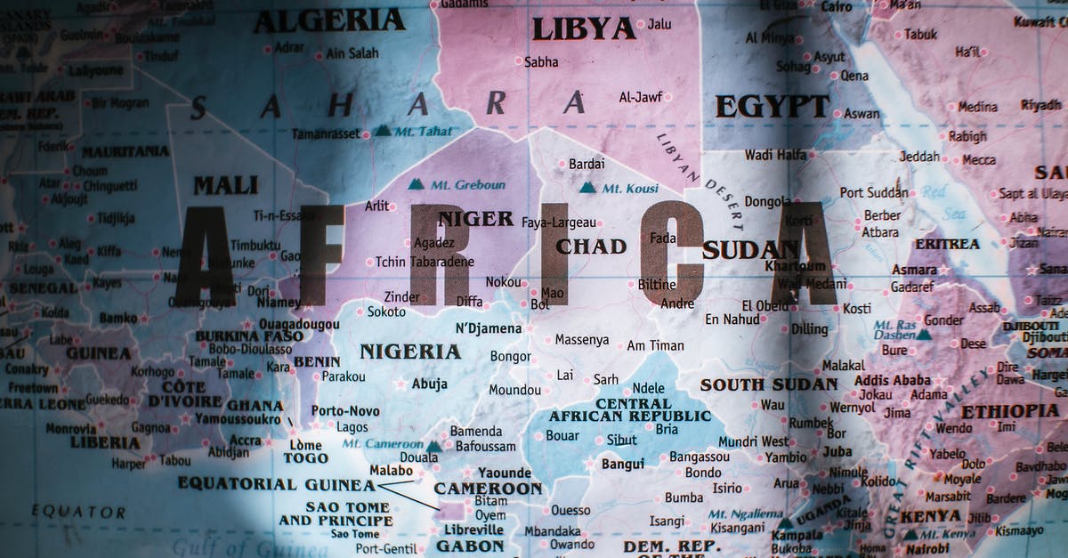 Where is Treasure Map part 7? - Closeup of map of Africa with countries borders and water on sunny day