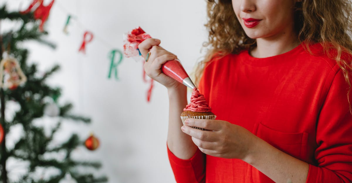 Why put wall on 4th column? [closed] - Concentrated young lady in red sweater piping red cream on cupcake with pastry bag in light room with white wall and decorated Christmas tree